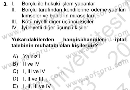 Vergi İcra Hukuku Dersi 2023 - 2024 Yılı Yaz Okulu Sınav Soruları 3. Soru