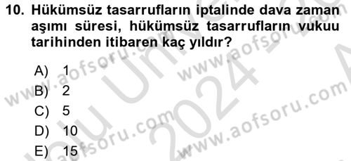 Vergi İcra Hukuku Dersi 2024 - 2025 Yılı (Vize) Ara Sınav Soruları 10. Soru