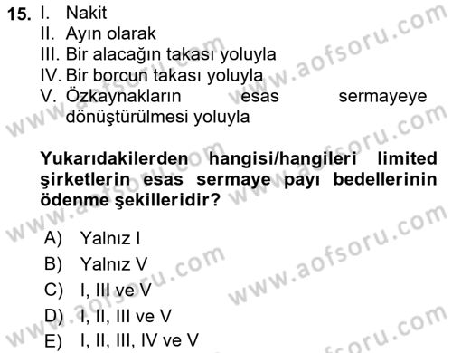 Vergi İcra Hukuku Dersi 2024 - 2025 Yılı (Vize) Ara Sınav Soruları 15. Soru