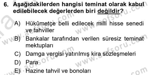 Vergi İcra Hukuku Dersi 2024 - 2025 Yılı (Vize) Ara Sınav Soruları 6. Soru