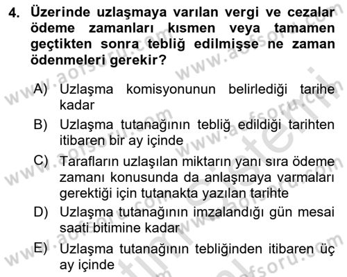 Vergi İcra Hukuku Dersi 2024 - 2025 Yılı (Final) Dönem Sonu Sınav Soruları 4. Soru