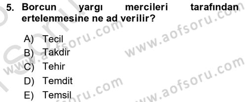 Vergi İcra Hukuku Dersi 2024 - 2025 Yılı (Final) Dönem Sonu Sınav Soruları 5. Soru