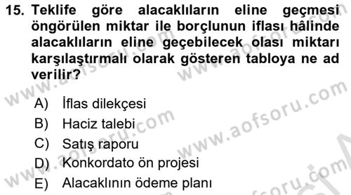 Vergi İcra Hukuku Dersi 2024 - 2025 Yılı Yaz Okulu Sınav Soruları 15. Soru