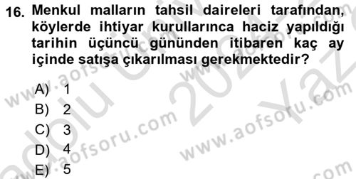 Vergi İcra Hukuku Dersi 2024 - 2025 Yılı Yaz Okulu Sınav Soruları 16. Soru