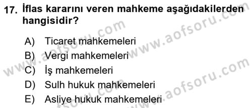 Vergi İcra Hukuku Dersi 2024 - 2025 Yılı Yaz Okulu Sınav Soruları 17. Soru