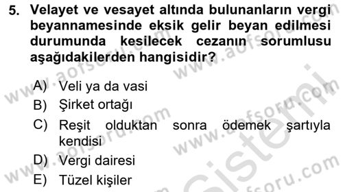 Vergi İcra Hukuku Dersi 2024 - 2025 Yılı Yaz Okulu Sınav Soruları 5. Soru