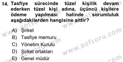 Vergi İcra Hukuku Dersi 2025 - 2026 Yılı (Vize) Ara Sınav Soruları 14. Soru