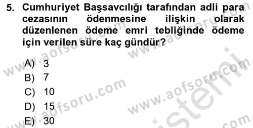 Vergi İcra Hukuku Dersi 2025 - 2026 Yılı (Vize) Ara Sınav Soruları 5. Soru