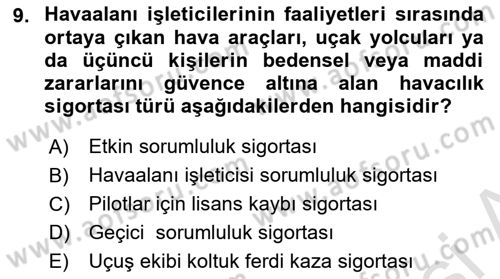 Hava Hukuku Dersi 2018 - 2019 Yılı 3 Ders Sınav Soruları 9. Soru