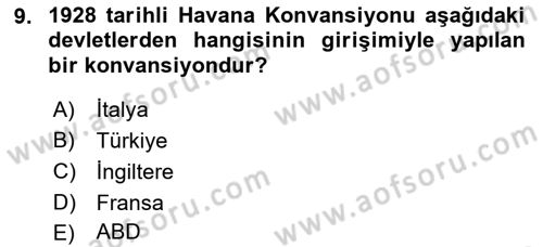 Hava Hukuku Dersi 2019 - 2020 Yılı (Vize) Ara Sınav Soruları 9. Soru