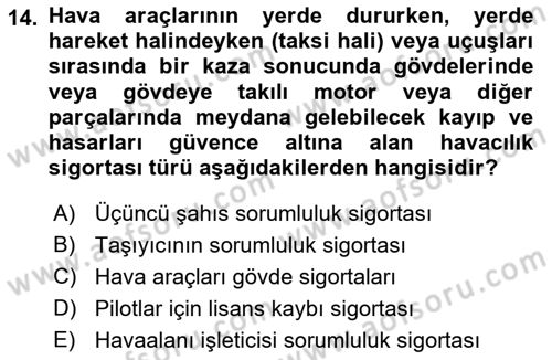 Hava Hukuku Dersi 2019 - 2020 Yılı (Final) Dönem Sonu Sınav Soruları 14. Soru