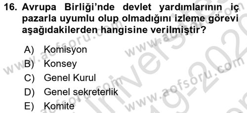Hava Hukuku Dersi 2019 - 2020 Yılı (Final) Dönem Sonu Sınav Soruları 16. Soru