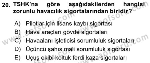 Hava Hukuku Dersi 2019 - 2020 Yılı (Final) Dönem Sonu Sınav Soruları 20. Soru