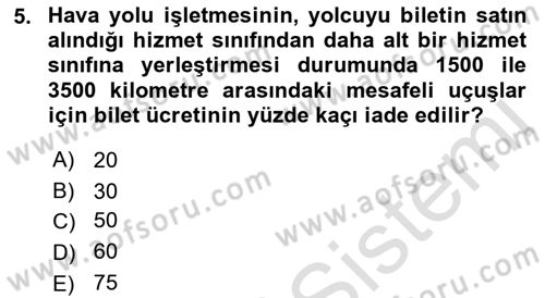 Hava Hukuku Dersi 2019 - 2020 Yılı (Final) Dönem Sonu Sınav Soruları 5. Soru