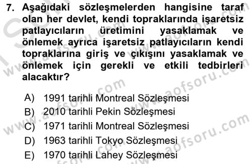 Hava Hukuku Dersi 2019 - 2020 Yılı (Final) Dönem Sonu Sınav Soruları 7. Soru