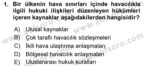 Hava Hukuku Dersi 2021 - 2022 Yılı (Vize) Ara Sınav Soruları 1. Soru