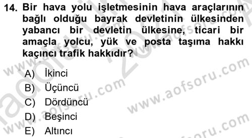 Hava Hukuku Dersi 2021 - 2022 Yılı (Vize) Ara Sınav Soruları 14. Soru