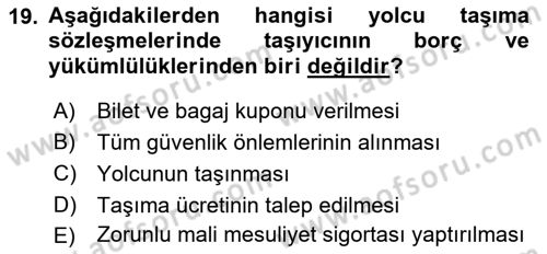 Hava Hukuku Dersi 2021 - 2022 Yılı (Vize) Ara Sınav Soruları 19. Soru