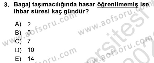 Hava Hukuku Dersi 2021 - 2022 Yılı (Vize) Ara Sınav Soruları 3. Soru
