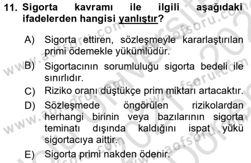 Hava Hukuku Dersi 2021 - 2022 Yılı (Final) Dönem Sonu Sınav Soruları 11. Soru