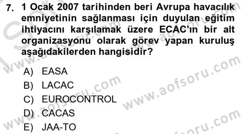 Hava Hukuku Dersi 2021 - 2022 Yılı (Final) Dönem Sonu Sınav Soruları 7. Soru