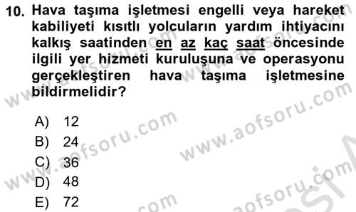 Hava Hukuku Dersi 2021 - 2022 Yılı Yaz Okulu Sınav Soruları 10. Soru