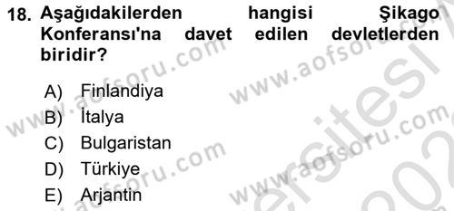 Hava Hukuku Dersi 2021 - 2022 Yılı Yaz Okulu Sınav Soruları 18. Soru