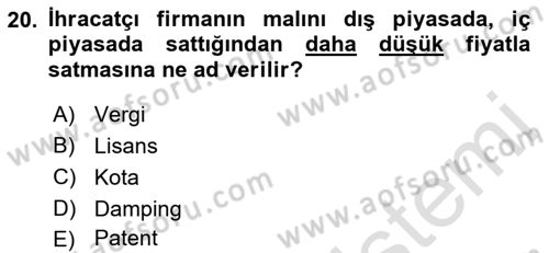 Hava Hukuku Dersi 2021 - 2022 Yılı Yaz Okulu Sınav Soruları 20. Soru