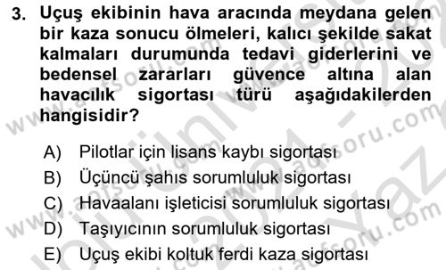 Hava Hukuku Dersi 2021 - 2022 Yılı Yaz Okulu Sınav Soruları 3. Soru