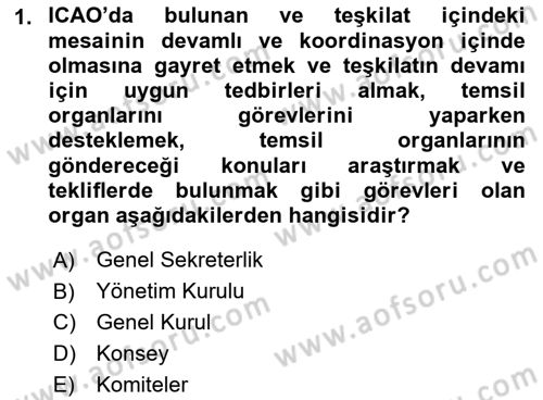 Hava Hukuku Dersi 2022 - 2023 Yılı (Final) Dönem Sonu Sınav Soruları 1. Soru