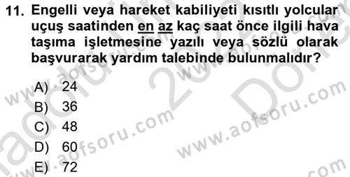 Hava Hukuku Dersi 2022 - 2023 Yılı (Final) Dönem Sonu Sınav Soruları 11. Soru