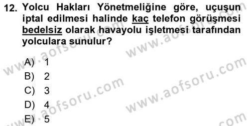 Hava Hukuku Dersi 2022 - 2023 Yılı (Final) Dönem Sonu Sınav Soruları 12. Soru