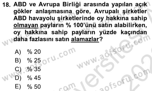 Hava Hukuku Dersi 2022 - 2023 Yılı (Final) Dönem Sonu Sınav Soruları 18. Soru