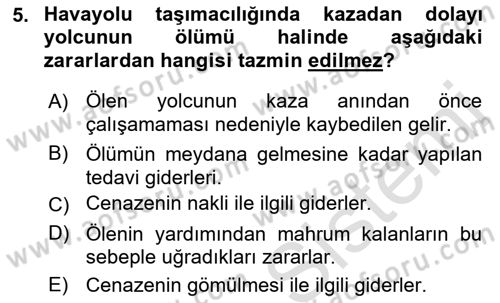 Hava Hukuku Dersi 2022 - 2023 Yılı Yaz Okulu Sınav Soruları 5. Soru