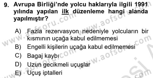 Hava Hukuku Dersi 2022 - 2023 Yılı Yaz Okulu Sınav Soruları 9. Soru