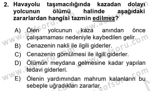 Hava Hukuku Dersi 2023 - 2024 Yılı (Vize) Ara Sınav Soruları 2. Soru