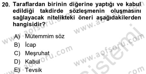 Hava Hukuku Dersi 2023 - 2024 Yılı (Vize) Ara Sınav Soruları 20. Soru