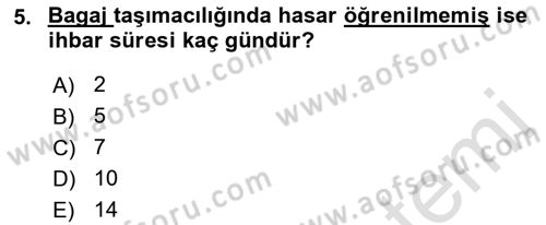 Hava Hukuku Dersi 2023 - 2024 Yılı (Vize) Ara Sınav Soruları 5. Soru