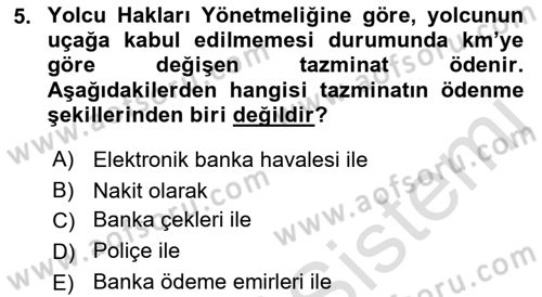 Hava Hukuku Dersi 2023 - 2024 Yılı (Final) Dönem Sonu Sınav Soruları 5. Soru