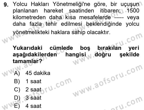 Hava Hukuku Dersi 2023 - 2024 Yılı (Final) Dönem Sonu Sınav Soruları 9. Soru