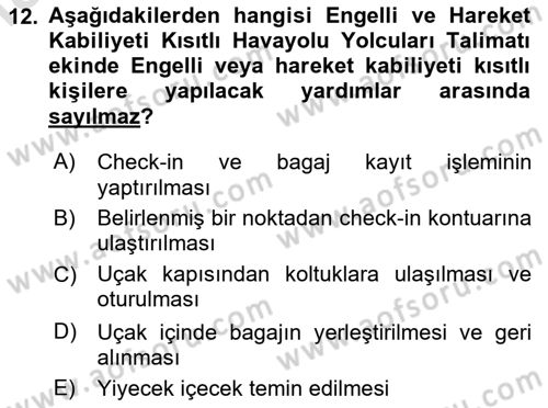 Hava Hukuku Dersi 2023 - 2024 Yılı Yaz Okulu Sınav Soruları 12. Soru
