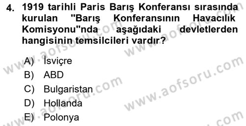 Hava Hukuku Dersi 2023 - 2024 Yılı Yaz Okulu Sınav Soruları 4. Soru