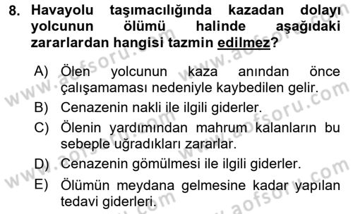 Hava Hukuku Dersi 2023 - 2024 Yılı Yaz Okulu Sınav Soruları 8. Soru