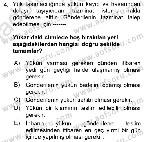 Hava Hukuku Dersi 2024 - 2025 Yılı (Vize) Ara Sınav Soruları 4. Soru