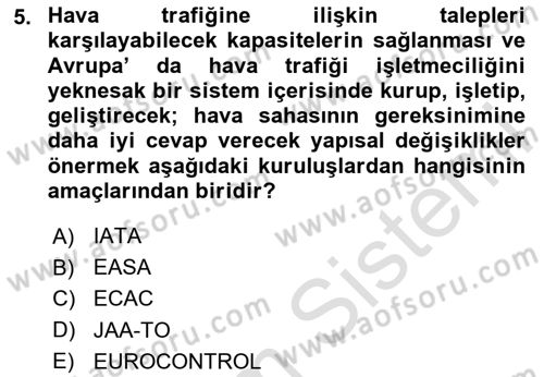 Hava Hukuku Dersi 2024 - 2025 Yılı (Vize) Ara Sınav Soruları 5. Soru