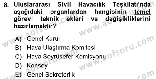 Hava Hukuku Dersi 2024 - 2025 Yılı (Vize) Ara Sınav Soruları 8. Soru