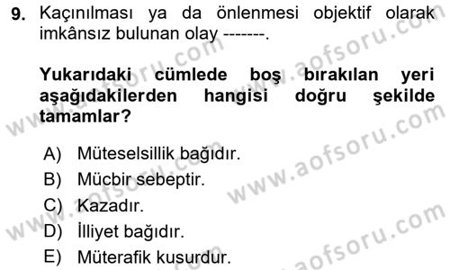 Hava Hukuku Dersi 2024 - 2025 Yılı (Vize) Ara Sınav Soruları 9. Soru