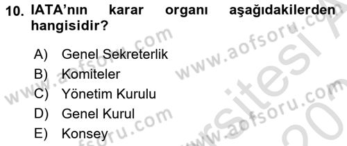 Hava Hukuku Dersi 2025 - 2026 Yılı (Vize) Ara Sınav Soruları 10. Soru