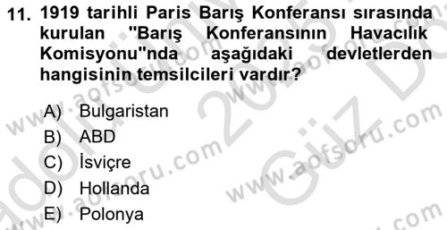 Hava Hukuku Dersi 2025 - 2026 Yılı (Vize) Ara Sınav Soruları 11. Soru