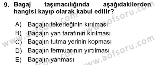 Hava Hukuku Dersi 2025 - 2026 Yılı (Vize) Ara Sınav Soruları 9. Soru